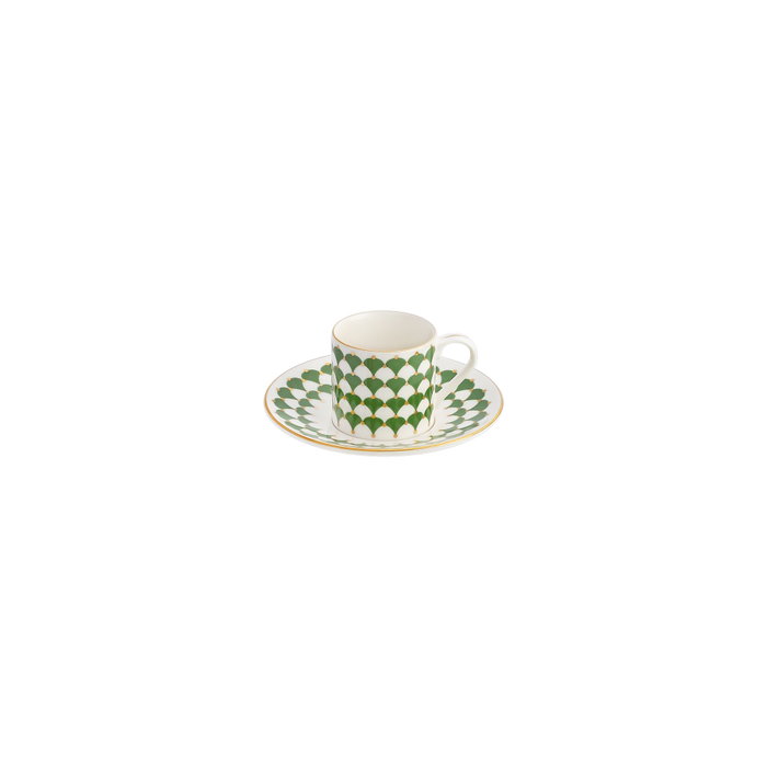 Hermia Peyda Dark Green Juego de tazas de café de porcelana